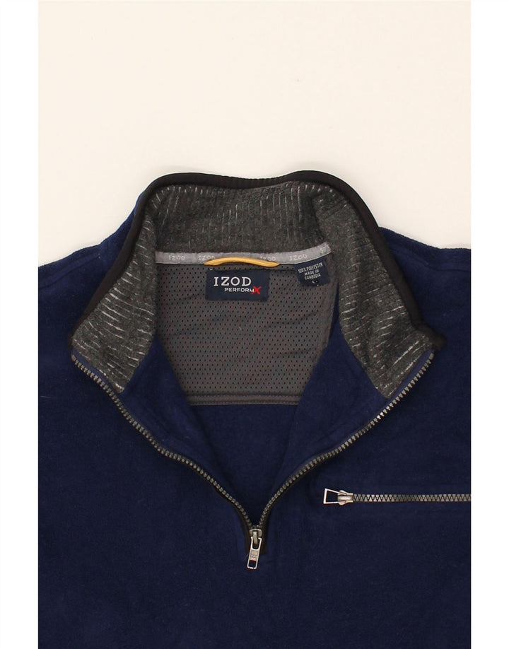 IZOD Mens Zip Neck Fleece Jumper Large Navy Blue Polyester Vintage Izod and Second-Hand Izod from Messina Hembry 