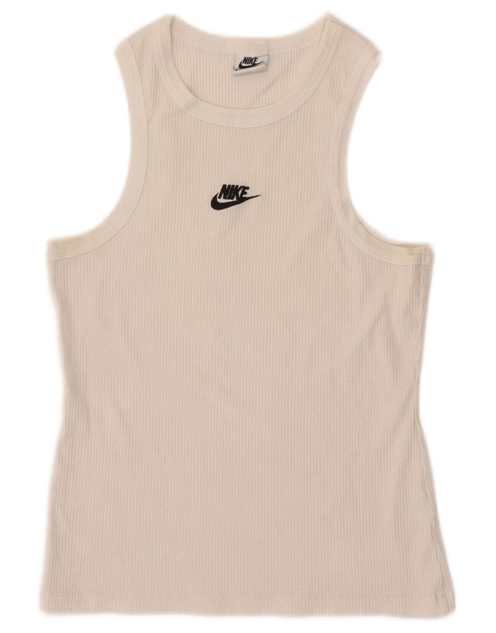 Nike Débardeur Femme UK 12 Coton Blanc Moyen