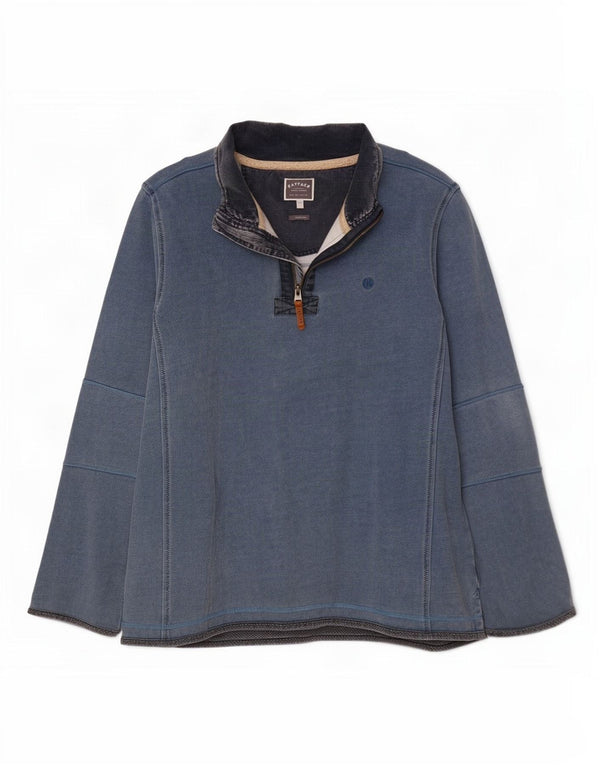 Fat Face Sweat-shirt col zippé pour homme en coton bleu 2XL