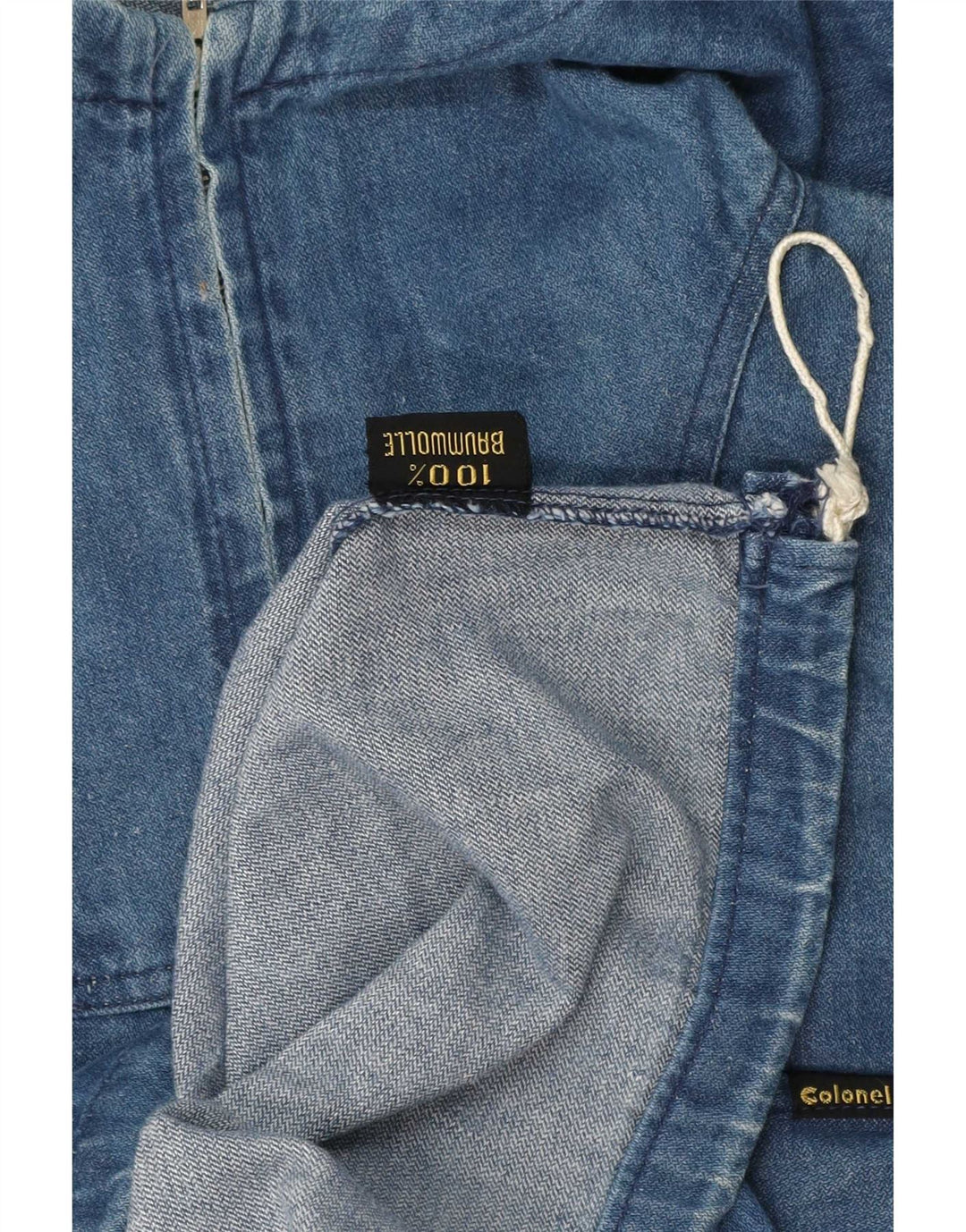 vintage Homme Pull à capuche Denim Veste UK 42 XL Coton Bleu