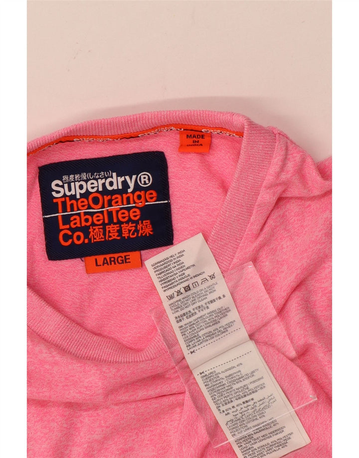 Superdry Homme T-Shirt Top Large Rose Coton