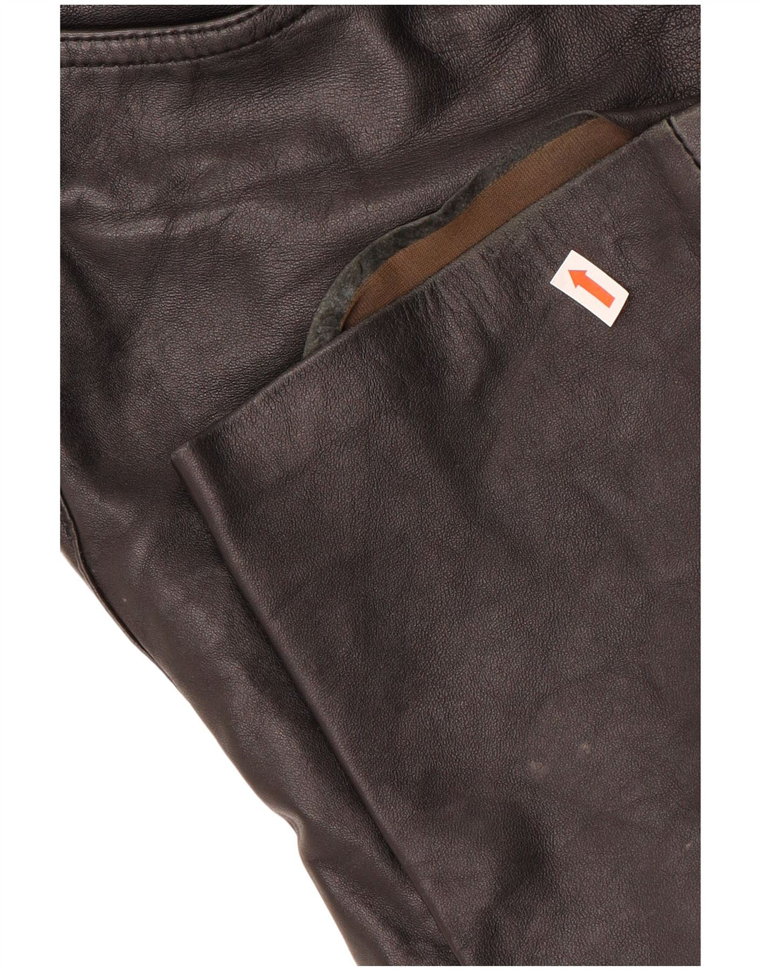 VINTAGE Pantalon droit femme IT 42 Medium W28 L29 Cuir noir