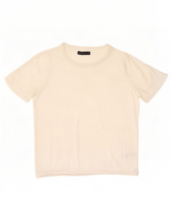 Marks & Spencer Chemisier à manches courtes pour femme UK 12 Viscose blanc moyen