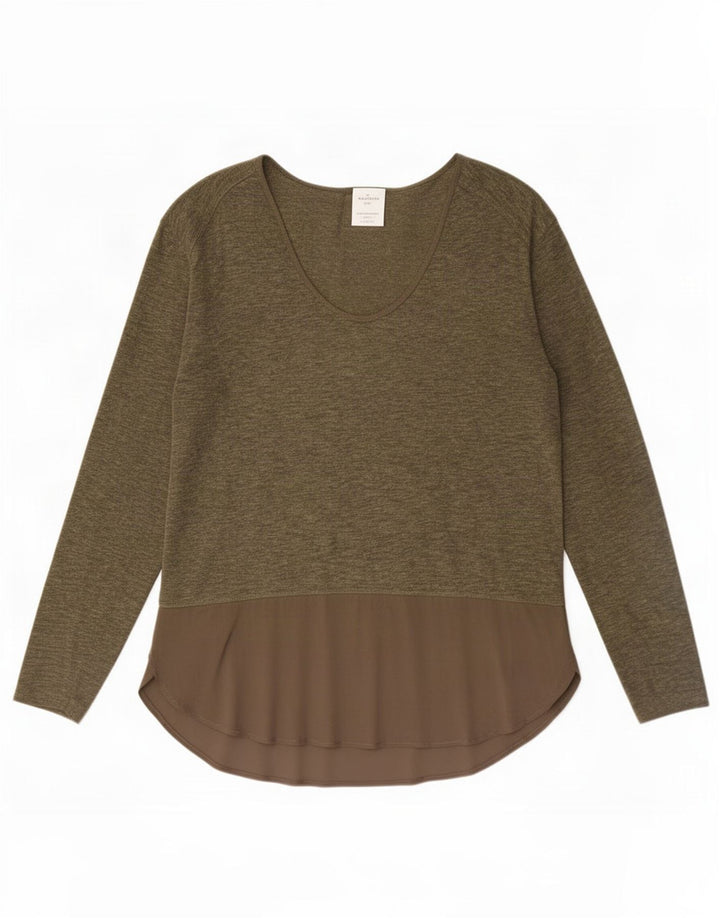 Zara Haut à manches longues pour femme UK 44 Medium Kaki Colourblock