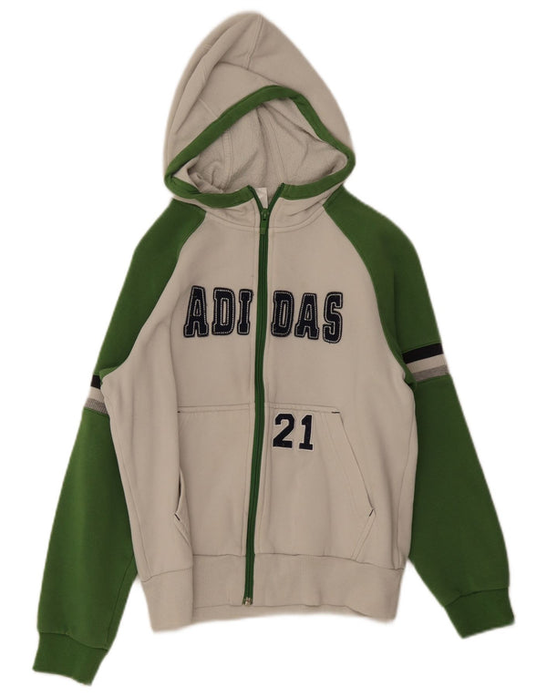 Adidas Pull à capuche zippé graphique pour garçon 11-12 ans Blanc Colorblock Coton