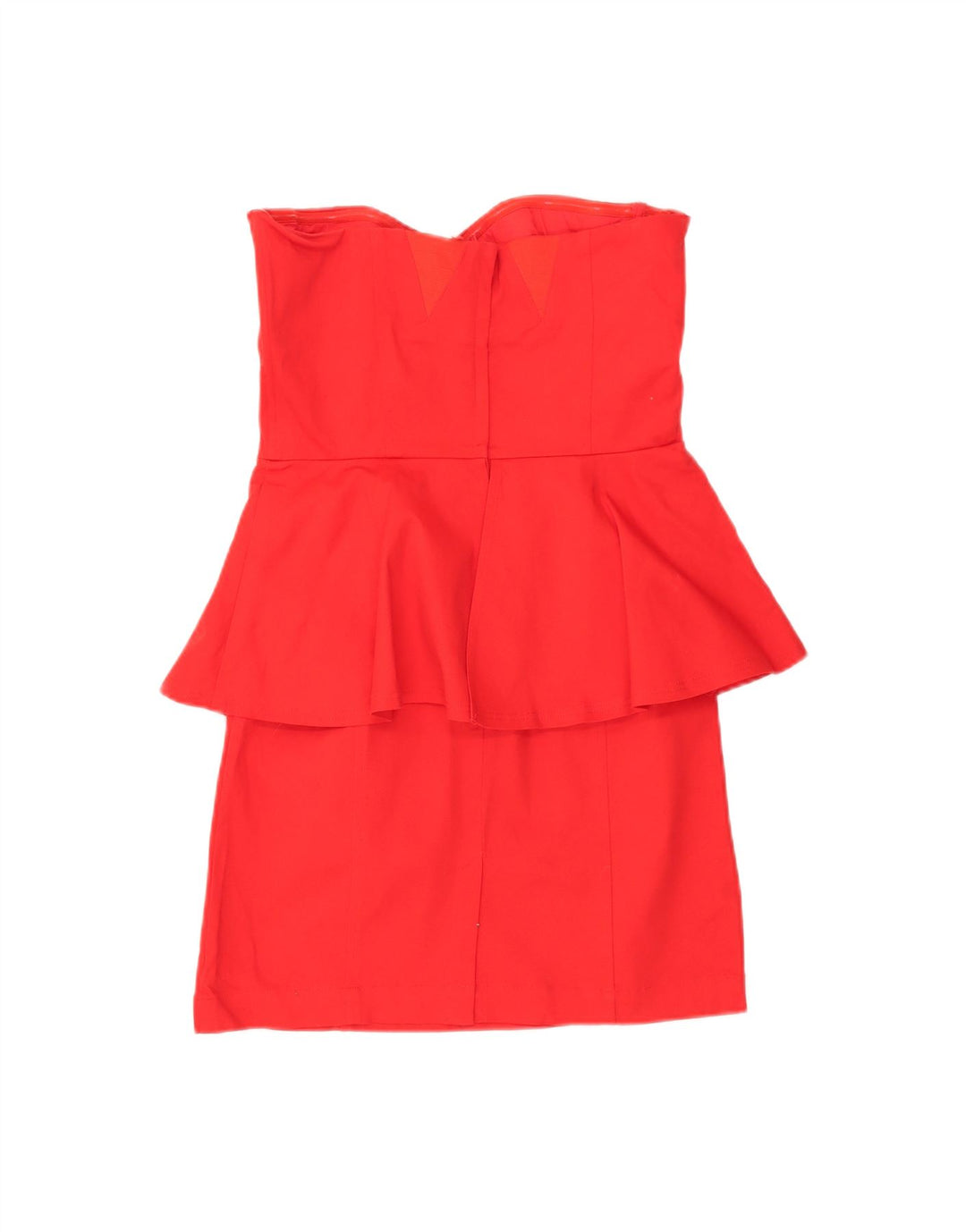 VINTAGE Womens Strapless Peplum Dress UK 8 Small Red
