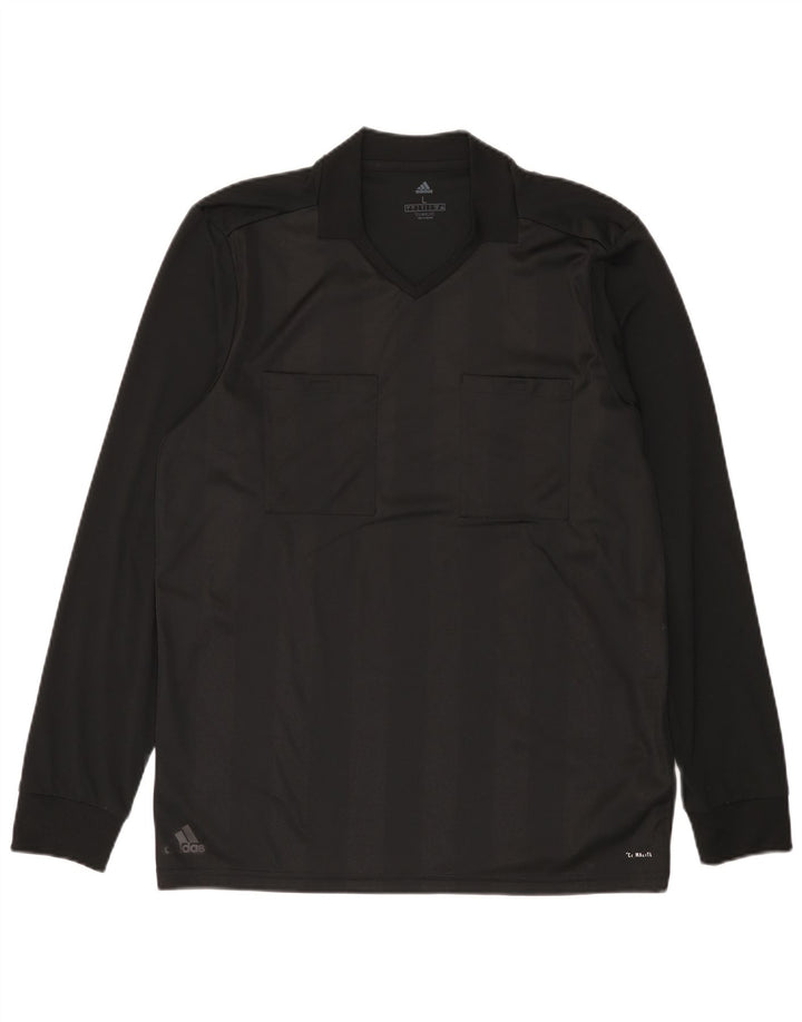 Adidas Hommes Climalite Haut À Manches Longues Grand Noir Rayé Polyester