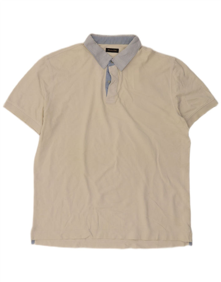 MASSIMO DUTTI Polo Homme Large Blanc Cassé Coton