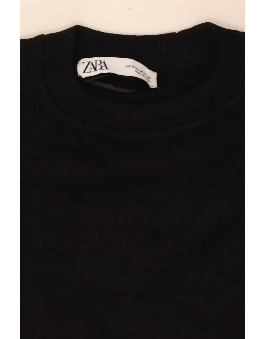Zara Womens Crop Oversize Blouse Top UK 14 Moyen Noir