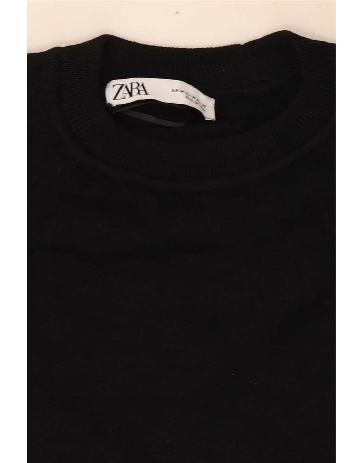 Zara Womens Crop Oversize Blouse Top UK 14 Moyen Noir
