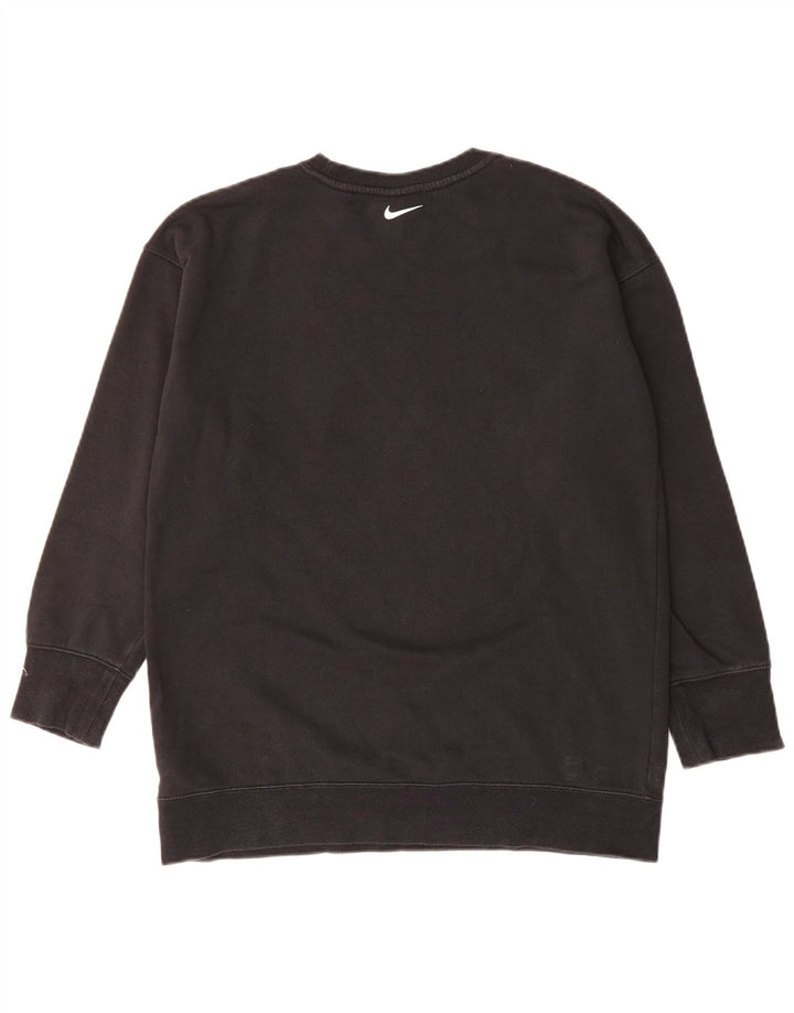 NIKE Womens Graphic Sweatshirt Jumper UK 14 Large Black Cotton