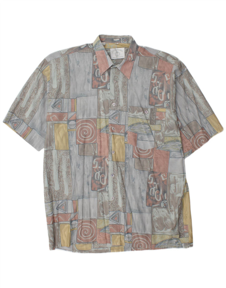 C.C.CONCORD Chemise à Manches Courtes Homme Large Géométrique Multicolore