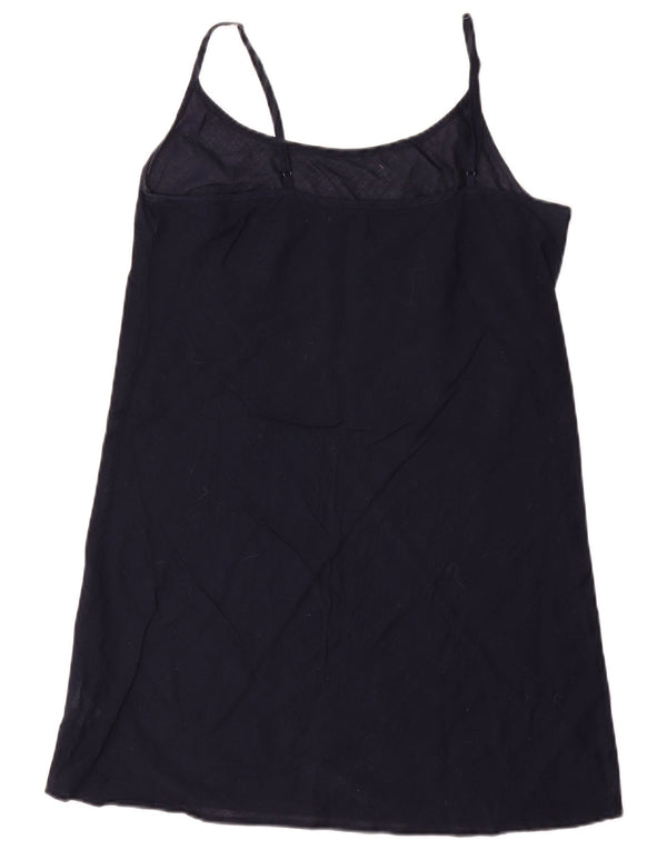 vintage Womens Slip Dress UK 10 Petit coton bleu marine