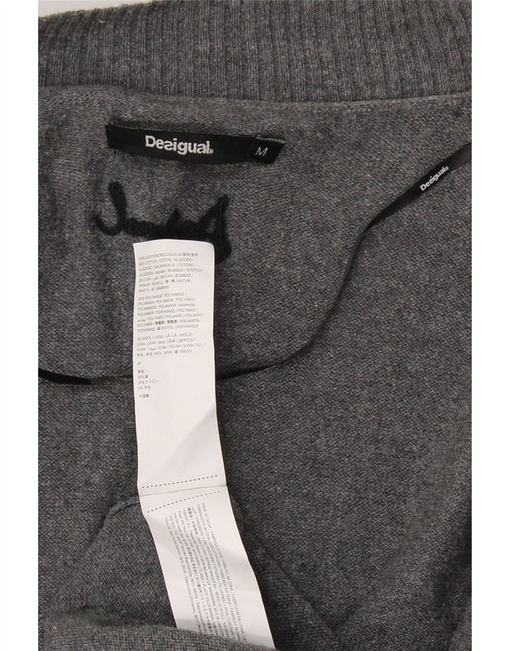 DESIGUAL Pull cardigan ouvert long pour femme UK 12 Gris moyen floral