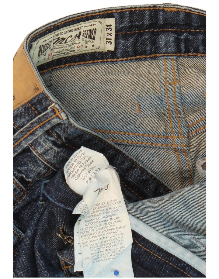 MARLBORO CLASSICS Jean fuselé régulier en détresse pour hommes W31 L34 bleu