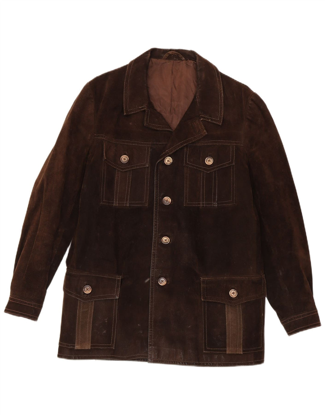 veste en daim homme vintage UK 38 Brun moyen