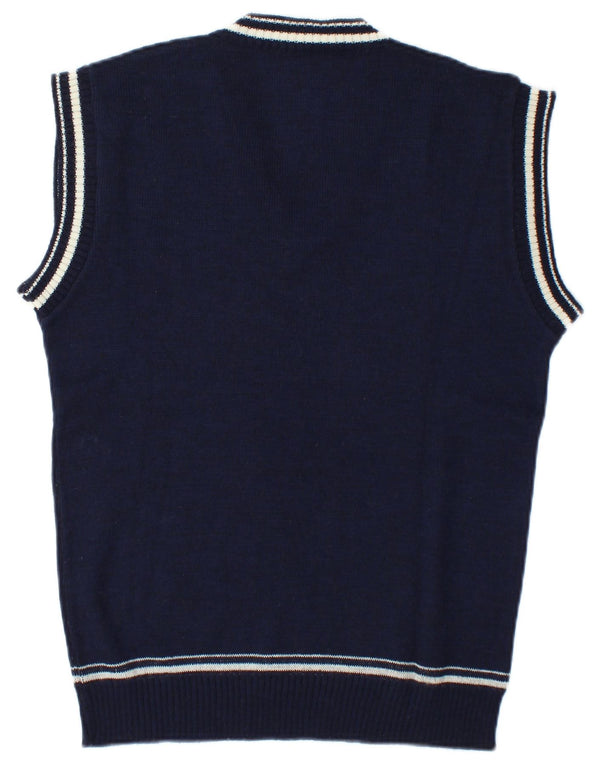 vintage Mens Vest Débardeur Moyen Bleu Marine