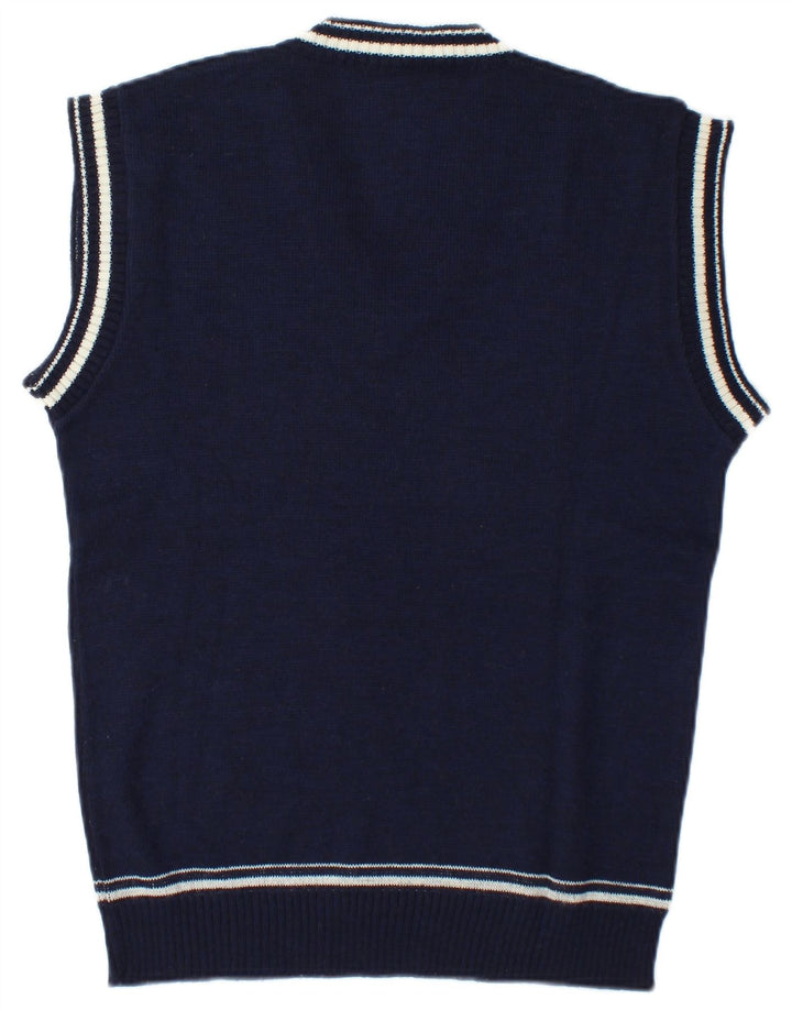 vintage Mens Vest Débardeur Moyen Bleu Marine