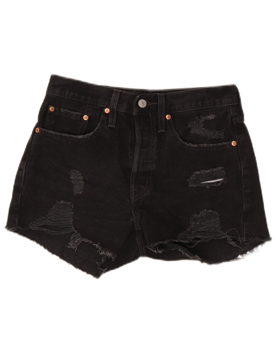 Levi's Short en Jean 501 Distressed Femme W28 Noir Moyen