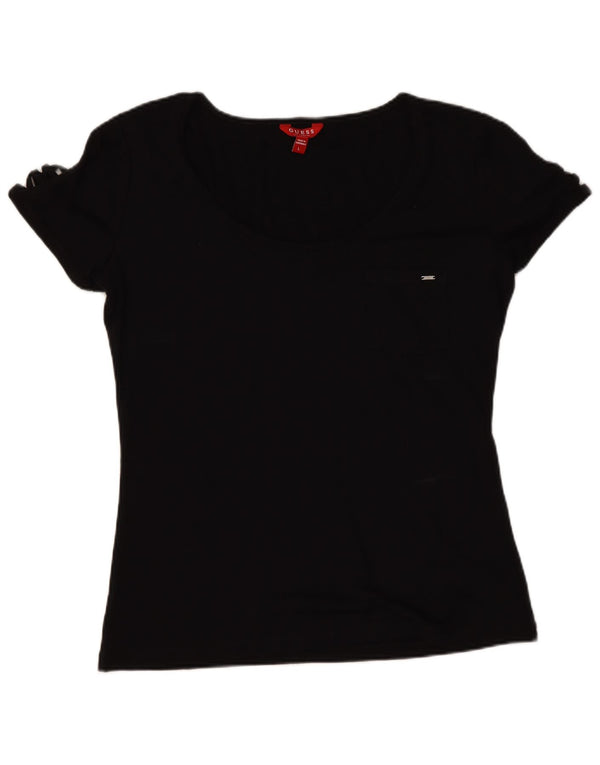 Guess T-Shirt Femme Top UK 14 Large Noir Polyester