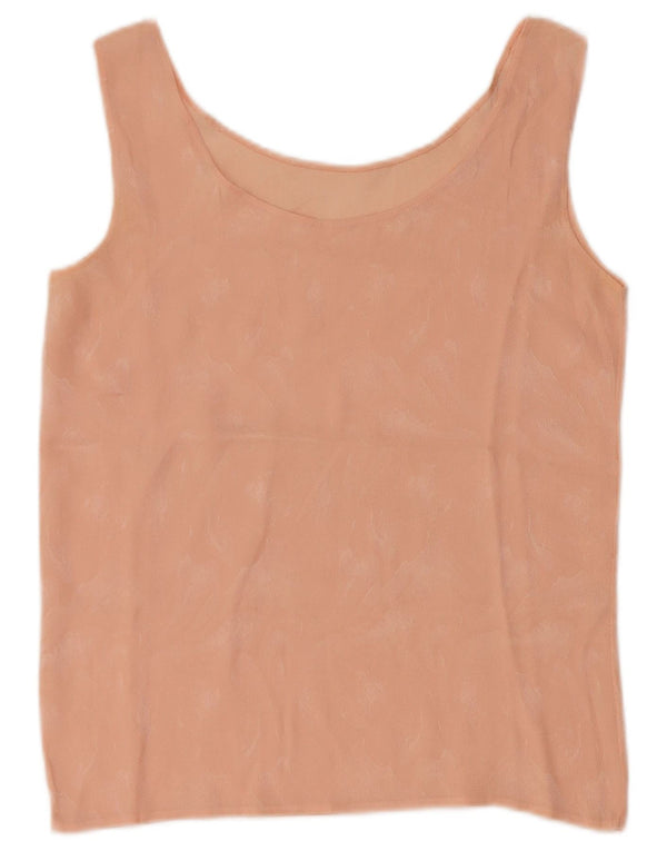 vintage Femmes Crop Sans Manches Blouse Top UK 4 XS Rose Tie Dye