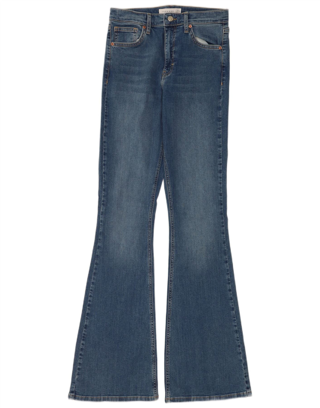 Topshop Femme Jean Évasé Jamie W28 L34 Bleu Coton