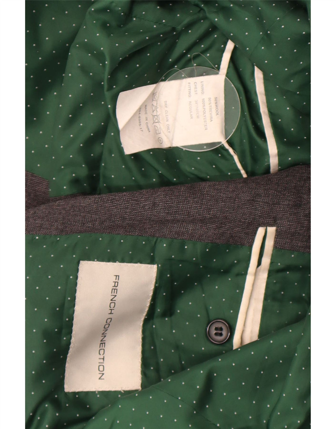 French Connection Veste Blazer 2 Boutons Homme UK 36 Petite Laine Grise