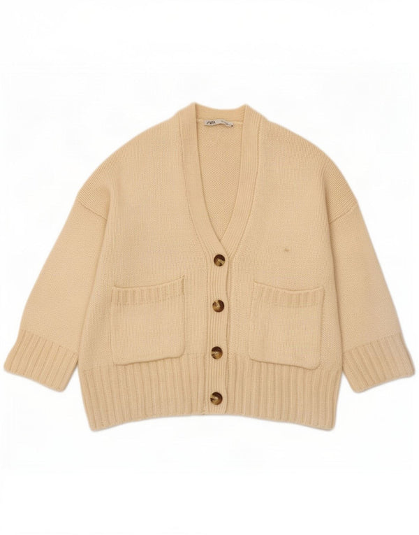 Zara Cardigan surdimensionné pour femme UK 10 Small Blanc cassé