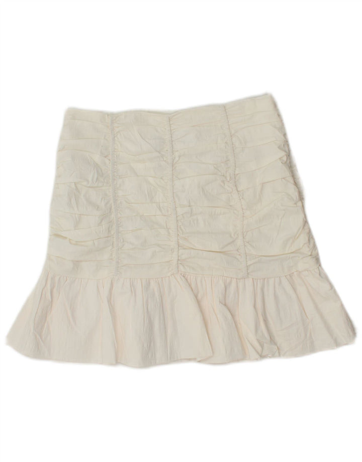 Zara Femme Mini Jupe À Volants Petit W26 Coton Blanc