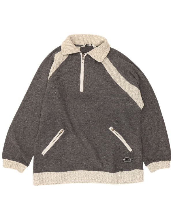 Lotto Pull surdimensionné à col polo pour femme UK 12 Gris moyen moucheté