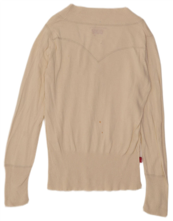 Levi's Pull Col V Femme UK 12 Medium Blanc Cassé