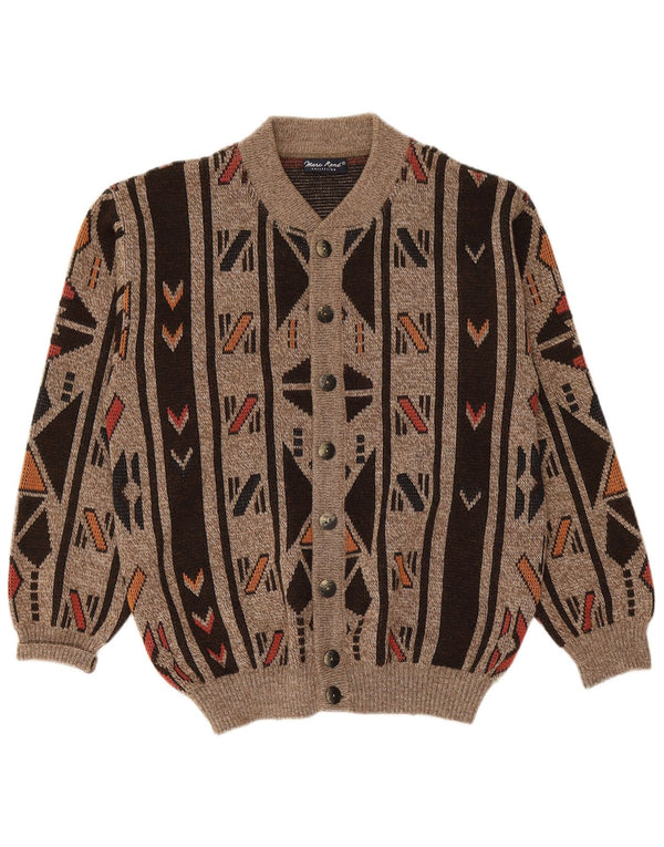 MARC RENE Cardigan Homme Pull Petit Marron Géométrique Acrylique