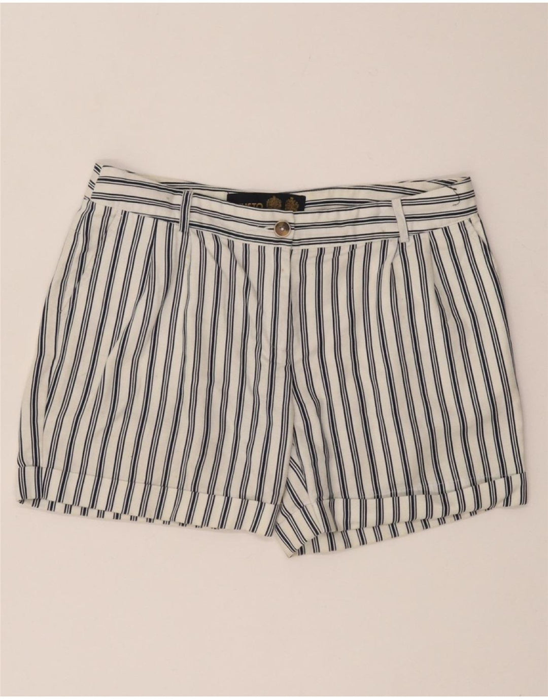 MUSTO Short Chino Pegged pour Femme UK 10 Petit W27 Coton Rayé Blanc