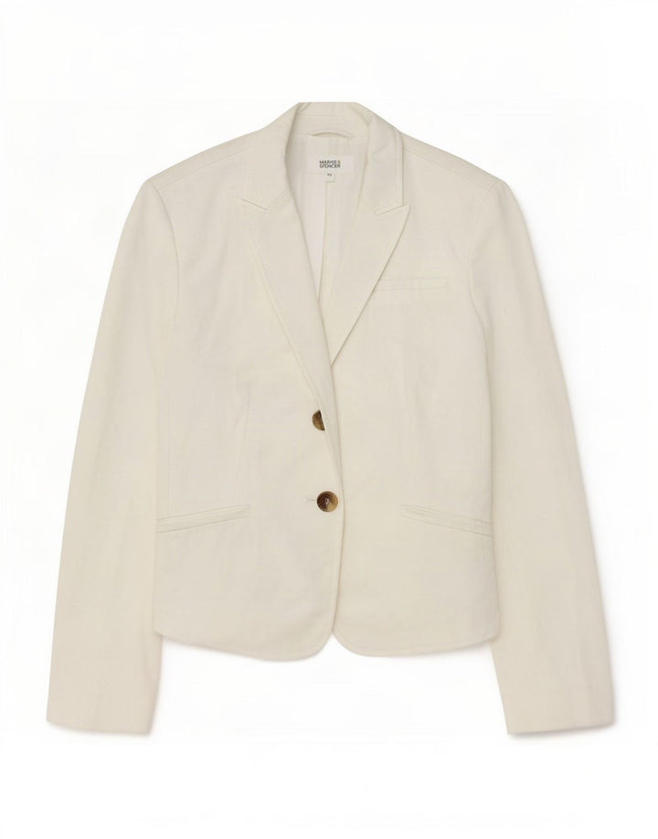 Marks & Spencer Veste blazer à 2 boutons pour femme UK 10 Petit coton blanc