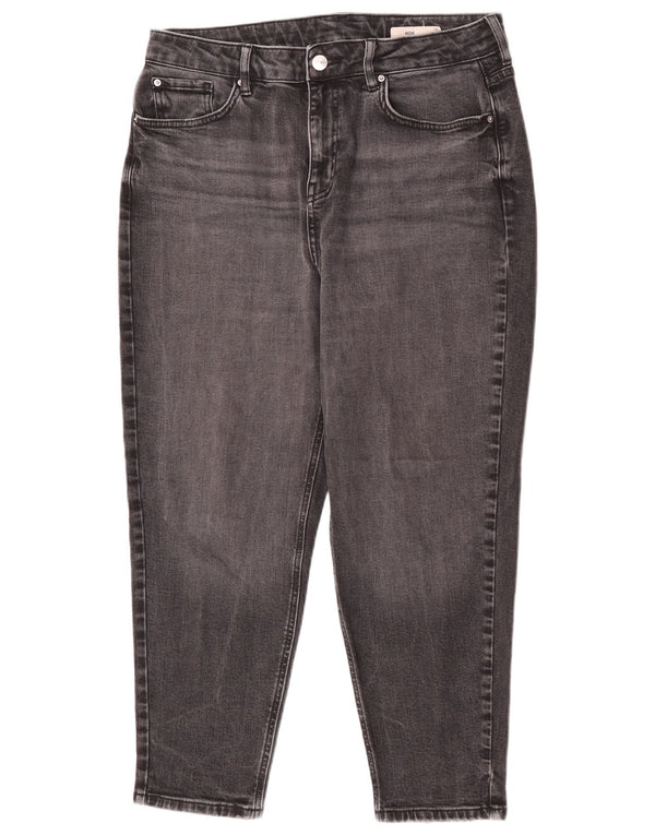 Marks & Spencer Jean court fuselé Mom pour femme UK 14 Large W32 L25 Gris