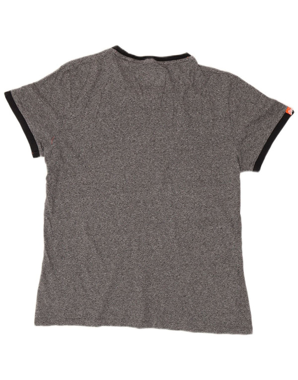 Superdry T-Shirt Top XL Gris Moucheté Coton Homme