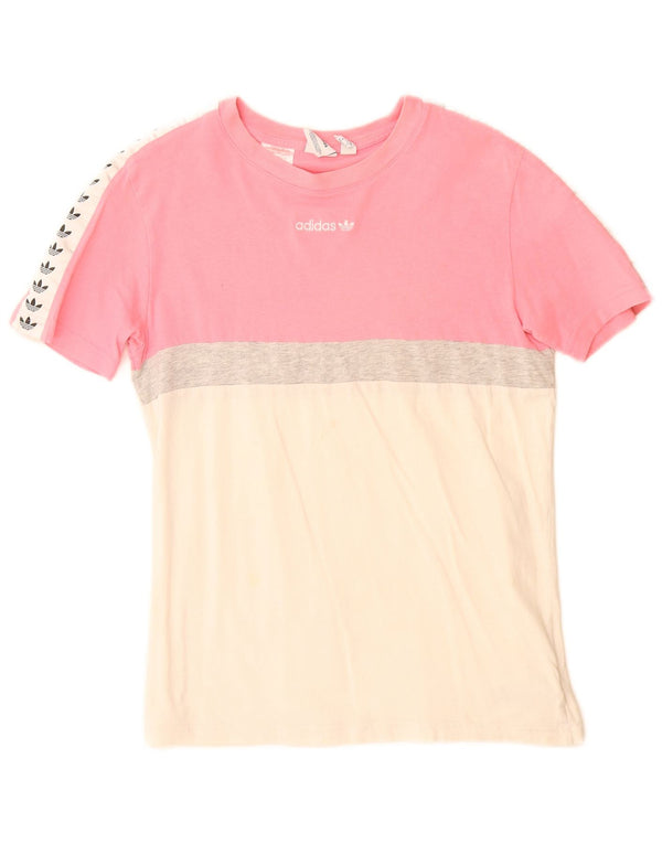 Adidas T-Shirt Graphique Fille 13-14 ans Rose Colorblock Coton