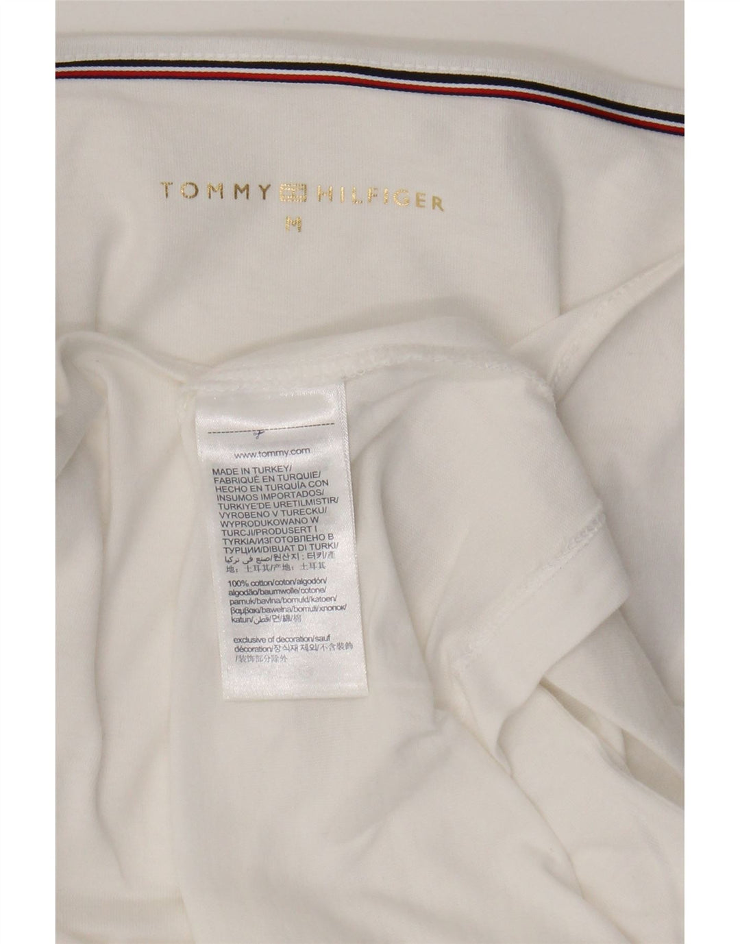 Tommy Hilfiger Haut à manches 3/4 pour femme UK 14 en coton blanc moyen
