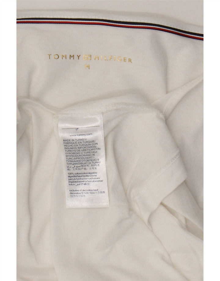Tommy Hilfiger Haut à manches 3/4 pour femme UK 14 en coton blanc moyen