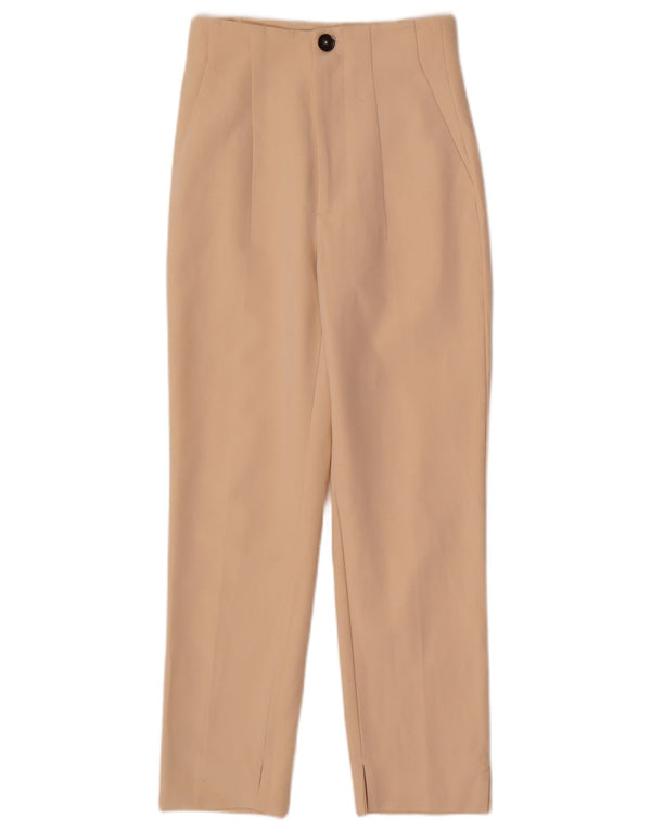 Zara Pantalon décontracté taille haute fuselé pour femme EU 34 2XS W24 L26 Beige