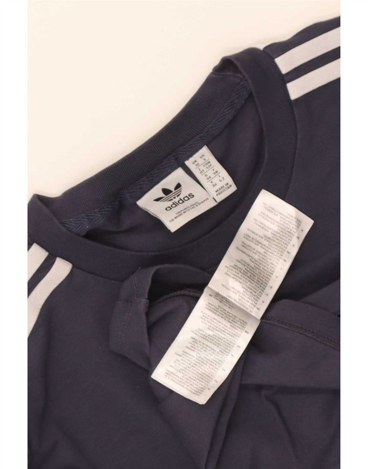 Adidas Haut à manches longues pour femme UK 10 Petit Bleu marine Coton