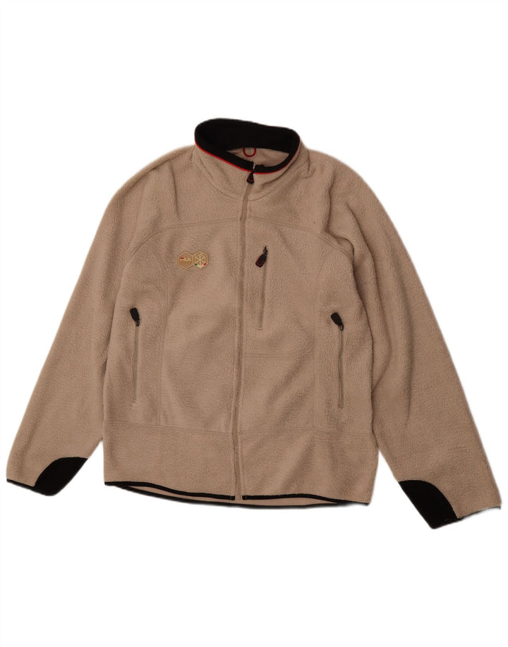 Fila Veste polaire pour homme UK 40 Large Beige Colourblock Polyester