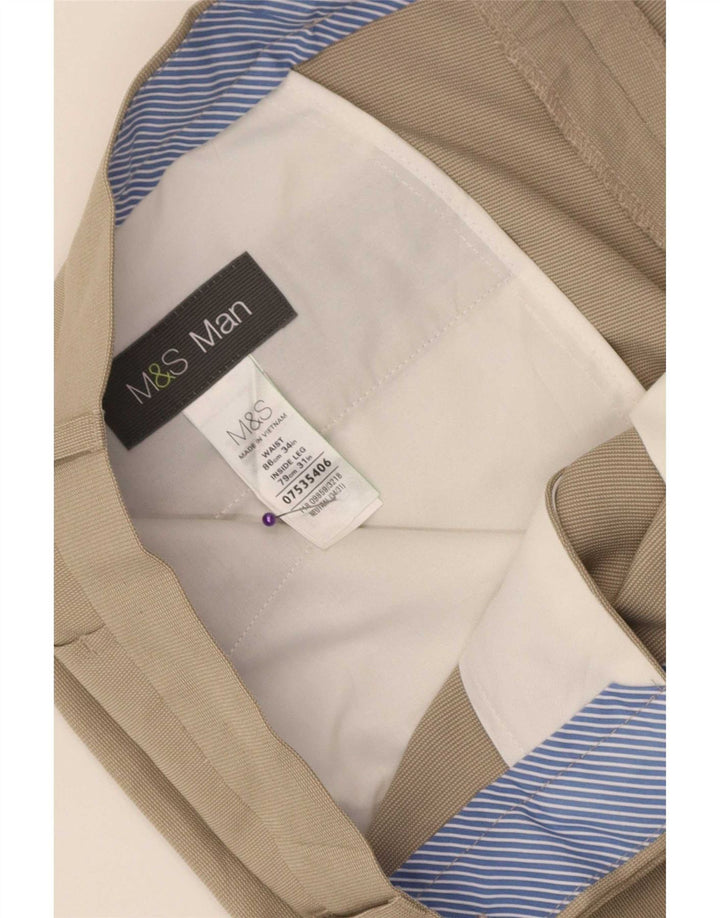 Marks & Spencer Pantalon de costume droit pour homme W34 L31 Beige