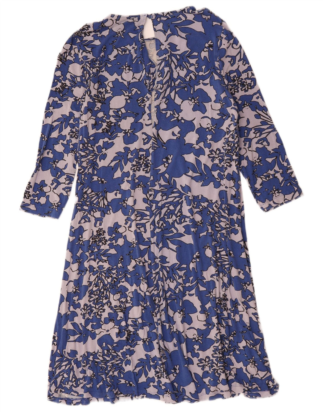 Marks & Spencer Robe droite à manches 3/4 pour femme UK 12 Bleu moyen floral