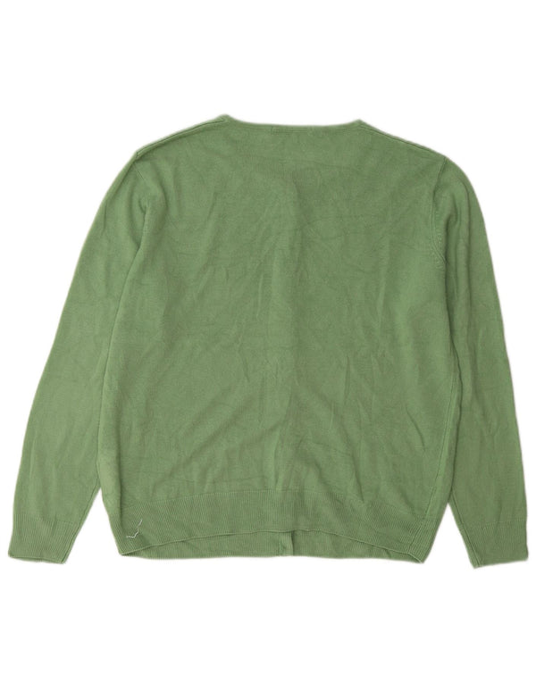 Marks & Spencer Pull Cardigan pour Femme UK 14 Acrylique Floral Vert Moyen