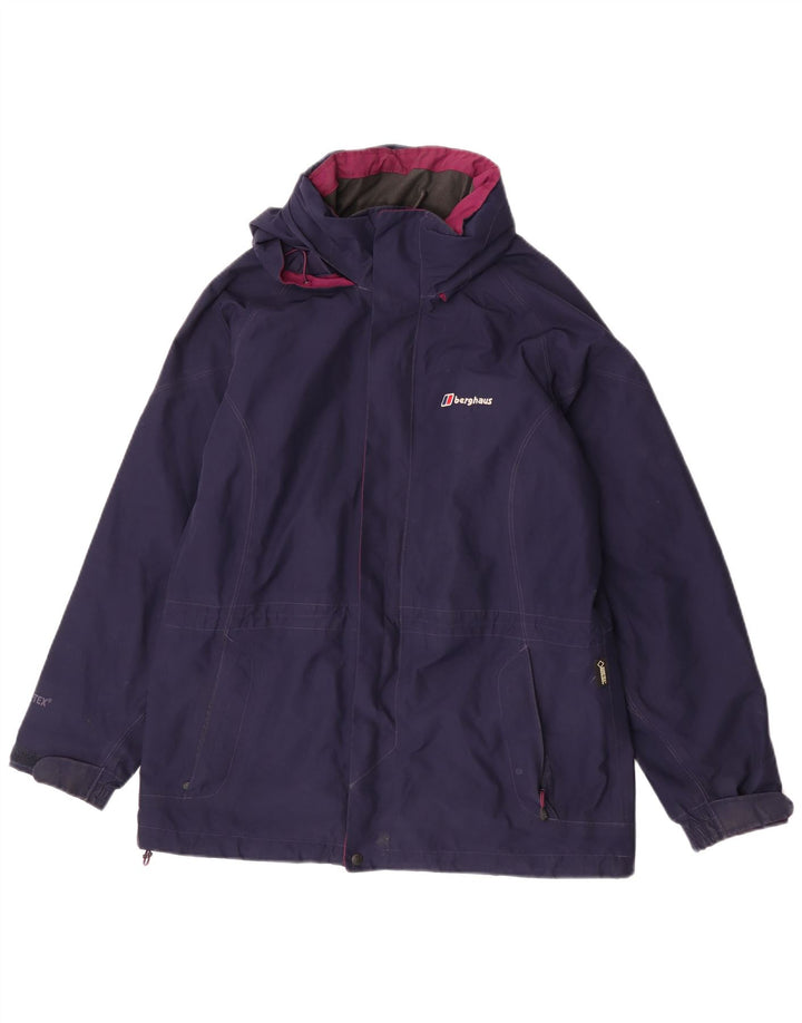 Berghaus Veste de pluie à capuche pour femme UK 12 Bleu marine moyen Polyester