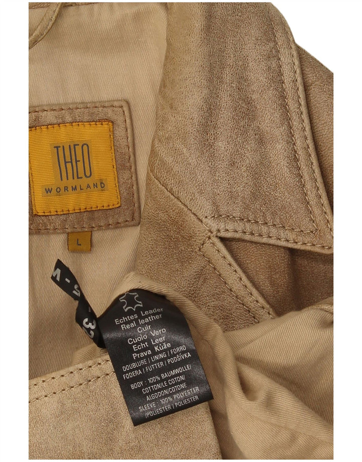 vintage Mens 2 Bouton Suede Blazer Veste UK 40 Grand Cuir Beige