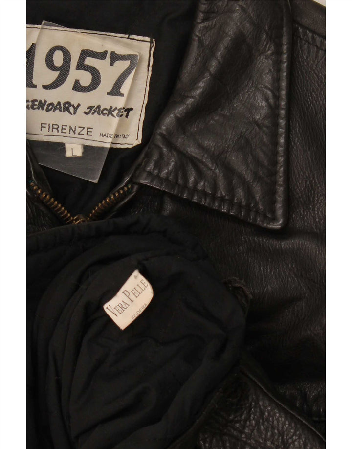 Veste Légendaire 1957 Veste en Cuir Homme UK 40 Grand Noir