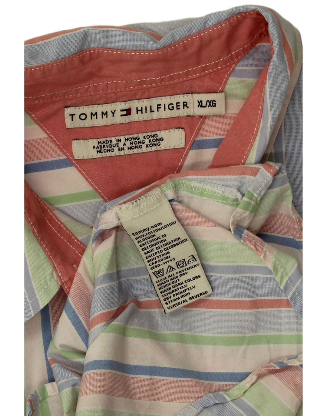 Tommy Hilfiger Chemise Femme UK 18 XL Coton Rayé Multicolore