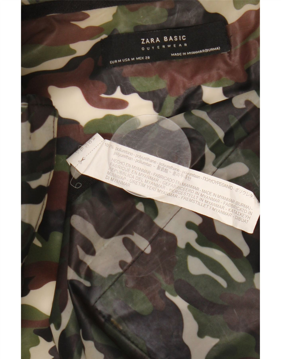 ZARA Veste militaire à capuche pour femme UK 14 Medium Khaki Camouflage